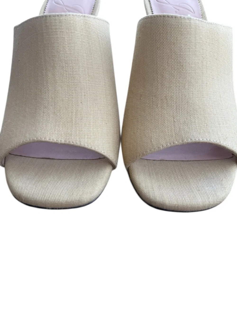 J.Crew‎ Beige Linen Wedge Mule Sandals Size 8 Minimal Coastal